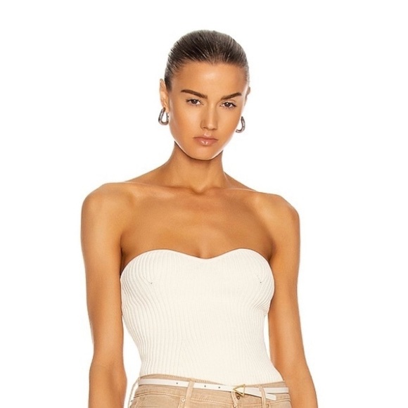 Caroline Constas Revolve Ivory White Sleevles Side Slit Top Size Medium - Picture 3 of 9